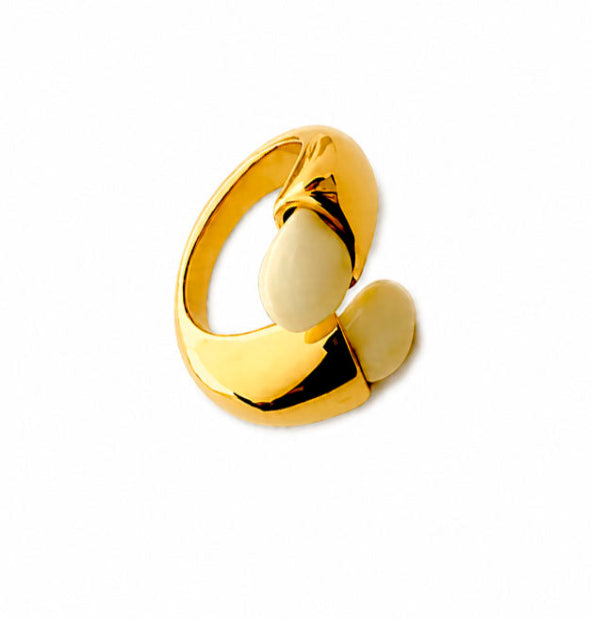 Sortija Perla de Venado Cruzada en Oro Amarillo 18k | Joyas de Caza foto lateral